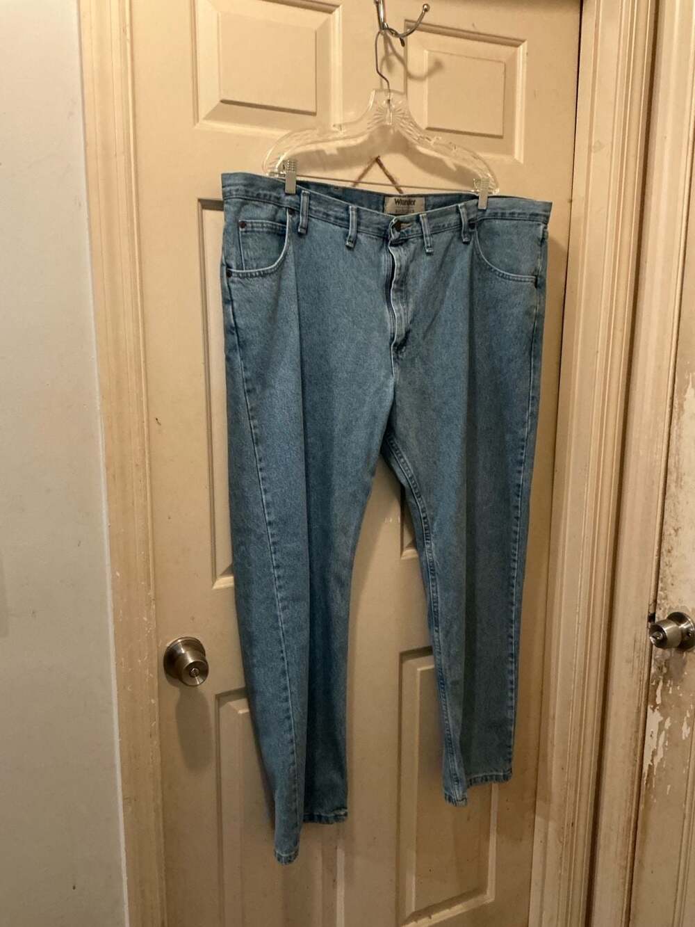 Wrangler Mens Stretch Straight Leg Regular Fit Blue Denim Jeans Size 40X30